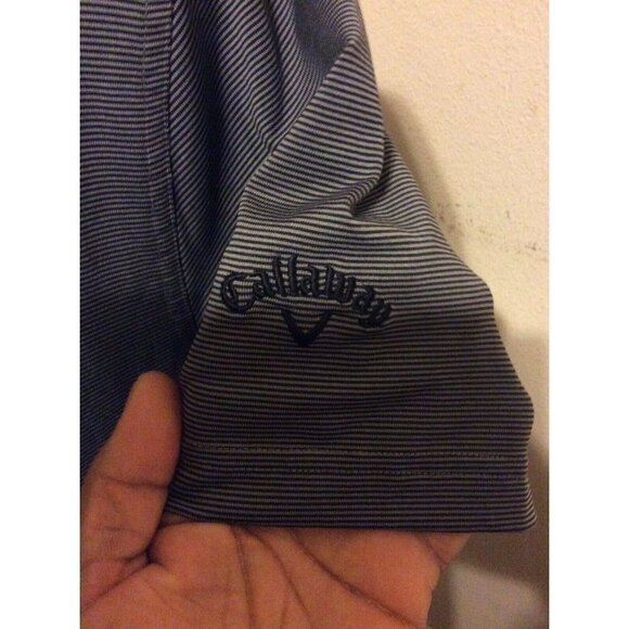 Callaway Opti-Dri Mens Black Grey Striped Short Sleeve Golf Polo Shirt Medium M - Picture 7 of 10